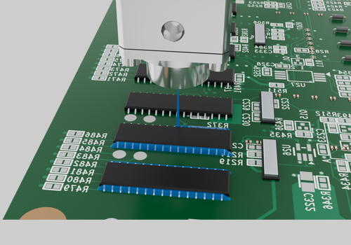 電子基板の微細パターン向け細幅スプレー塗布